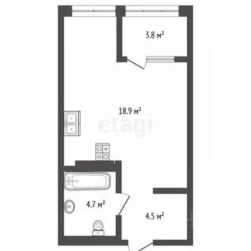 Студия Тюменская область, Тюмень ул. Монтажников, 57 (32.7 м)