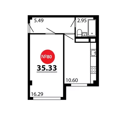 1-комнатная квартира: Симферопольский район, село Перово (35.33 м)