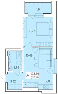 2-к кв. Башкортостан, Уфа ул. Пожарского, 237 (38.96 м)