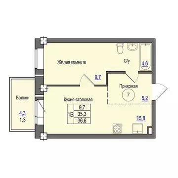 1-к кв. Псковская область, Псковский район, Завеличенская волость, д. ...