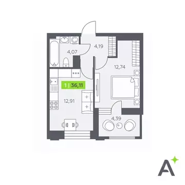 1-к кв. Ленинградская область, Всеволожский район, Заневское городское ...