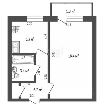 1-к кв. Калининградская область, Калининград Артиллерийская ул., 55 ...