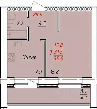 1-к кв. Алтайский край, Новоалтайск Индустриальная ул., 18А (35.6 м)