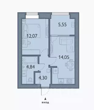 1-к кв. Брянская область, Брянский район, пос. Мичуринский, ...
