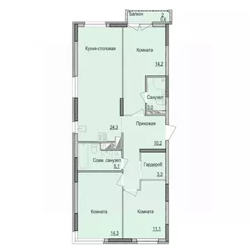 3-к кв. Удмуртия, Ижевск ул. Имени Репина, 35Ак3 (85.53 м)