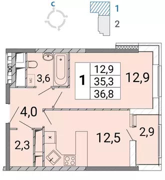 1-к кв. Московская область, Балашиха Железнодорожный мкр, просп. ...