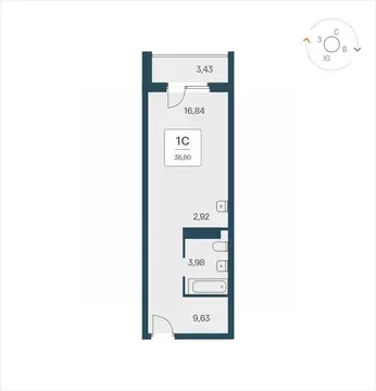 Студия Новосибирская область, Новосибирск Красный просп., 180 (36.7 м)