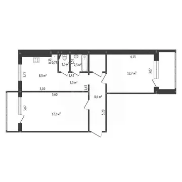2-к кв. Башкортостан, Уфа ул. Степана Кувыкина, 4/1 (56.9 м)