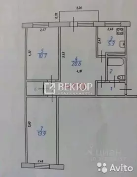 3-к кв. Ивановская область, Иваново просп. Текстильщиков, 115 (58.5 м)