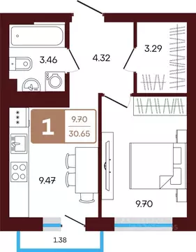 2-к кв. Башкортостан, Иглинский район, с. Акбердино  (51.39 м)