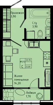 Квартира-студия: Коммунар, Железнодорожная улица, 41к3 (23.7 м)