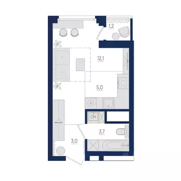 1-к кв. Башкортостан, Уфа бул. Яркий (24.4 м)