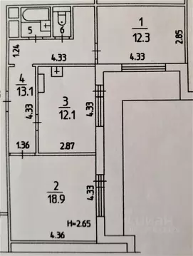 2-к кв. Пермский край, Пермь Камчатовская ул., 18 (59.9 м)