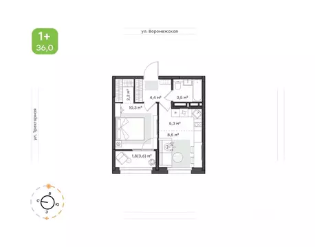 1-к кв. Хабаровский край, Хабаровск Воронежская ул., 163 (36.0 м)