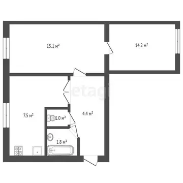 2-комнатная квартира: Научный, Научная улица, 14 (44 м)