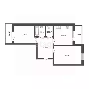2-к кв. Ханты-Мансийский АО, Сургут Университетская ул., 47 (65.0 м)