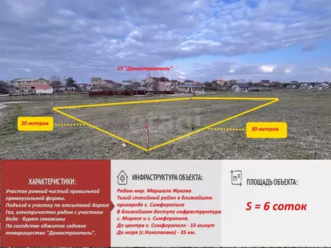 Участок в Крым, Симферопольский район, с. Мирное  (6.0 сот.)