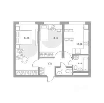 2-к кв. Московская область, Мытищи ул. Красная Слобода (51.46 м)