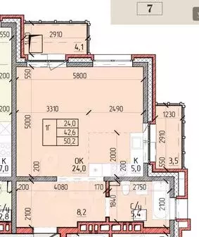 1-к кв. Иркутская область, Иркутск ул. Пушкина, 25 (50.2 м)