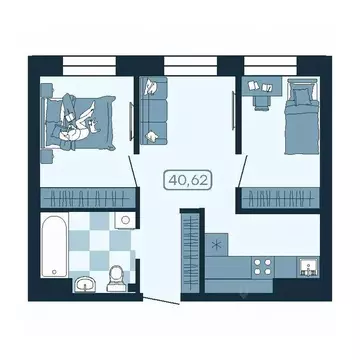 2-к кв. Приморский край, Владивосток ул. Борисенко (40.62 м)