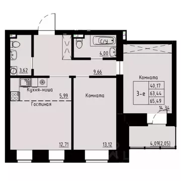 3-к кв. Красноярский край, Красноярск ул. Елены Стасовой, 82 (66.2 м)