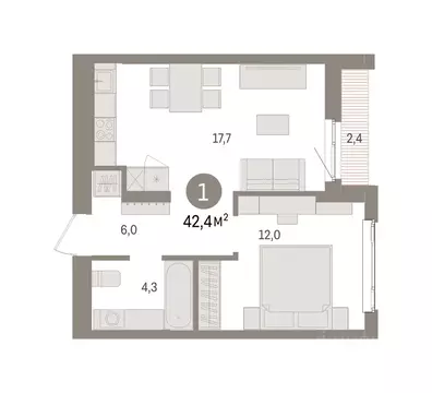 1-к кв. Свердловская область, Екатеринбург Сортировочный жилрайон, ...