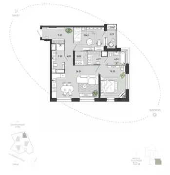 2-к кв. Тульская область, Тула ул. Фридриха Энгельса, 74 (89.17 м)