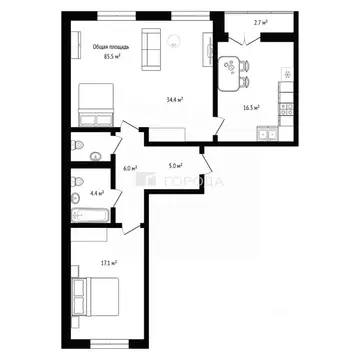 3-к кв. Новосибирская область, Новосибирск ул. Имени генерал-майора ...