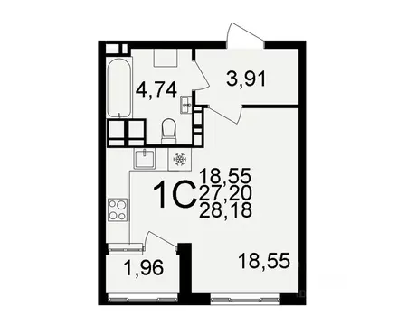 1-к кв. Тульская область, Тула  (27.2 м)