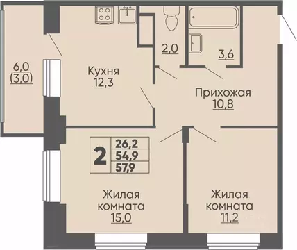 2-к кв. Чувашия, Чебоксары ул. Академика РАН Х.М. Миначева, поз11 ...