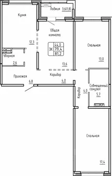 3-к кв. Новосибирская область, Новосибирск Самоцветы жилой комплекс ...
