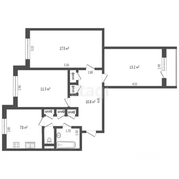 3-к кв. Ямало-Ненецкий АО, Новый Уренгой Молодежная ул., 9 (58.4 м)