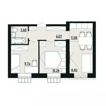 2-к кв. Челябинская область, Южноуральск ул. Строителей, 14 (43.6 м)