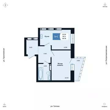 1-к кв. Новосибирская область, Новосибирск ул. Титова, 48 (36.87 м)