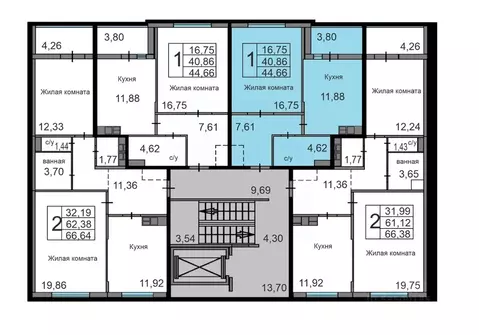 1-к кв. Калужская область, Калуга ул. Минская, 2 (44.66 м)
