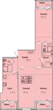 3-к кв. Тверская область, Тверь Атлант жилой комплекс (96.3 м)