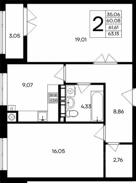 2-к кв. Крым, Евпатория Сезоны жилой комплекс (62.59 м)