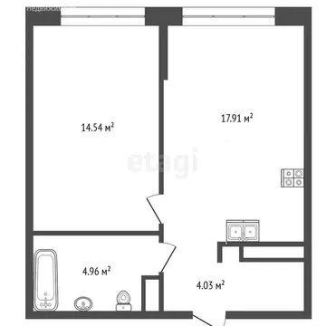 1-комнатная квартира: Тюмень, улица Разведчика Кузнецова, 5 (41.44 м)