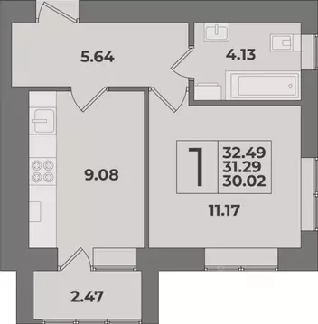 1-к кв. Калининградская область, Калининград Суздальская ул. (32.49 м)