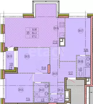 3-к кв. Башкортостан, Уфа ул. Рудольфа Нуреева, 16 (87.52 м)