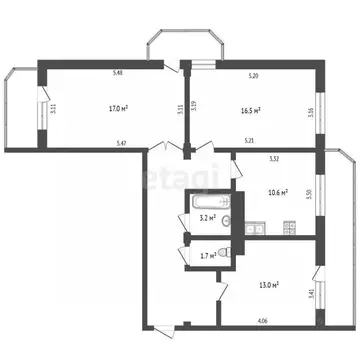 3-к кв. Белгородская область, Белгород ул. Князя Трубецкого, 26а (79.5 ...
