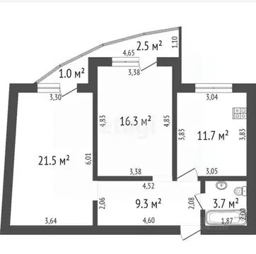 2-к кв. Башкортостан, Стерлитамак ул. 7 Ноября, 101 (62.5 м)