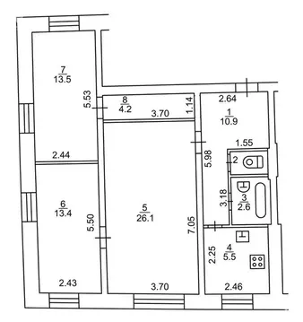 3-комнатная квартира: Рязань, Промышленная улица, 2 (77.7 м)