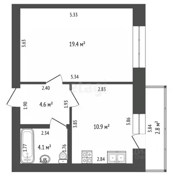 1-к кв. Башкортостан, Стерлитамак просп. Октября, 87 (39.0 м)