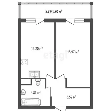 1-комнатная квартира: Санкт-Петербург, Коломяжский проспект, 13к3 ...