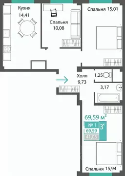 3-к кв. Крым, Симферопольский район, с. Мирное ПроПолис жилой комплекс ...