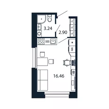 Квартира-студия: Новоселье, Центральная улица, 30к1 (22.4 м)