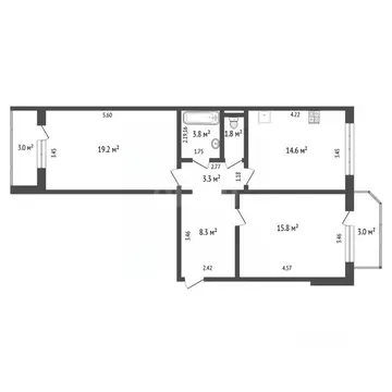 2-к кв. Тюменская область, Тюмень Широтная ул., 173к6 (66.7 м)