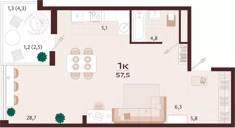 1-к кв. Крым, Ялта ул. Спендиарова, 5 (57.5 м)