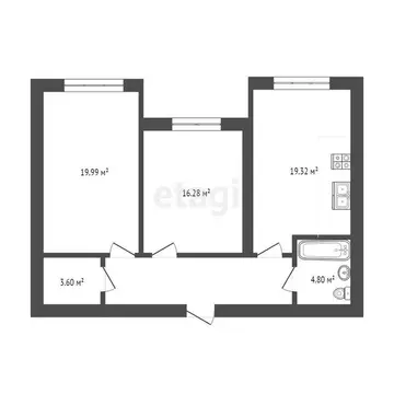 2-комнатная квартира: Нальчик, улица Хужокова, 145Е (64.1 м)